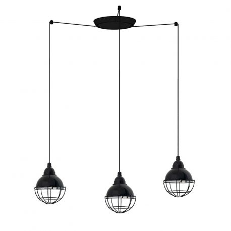 Pendule, Lustre suspendate - Lustra cu 3 Pendule design industrial Claire negru