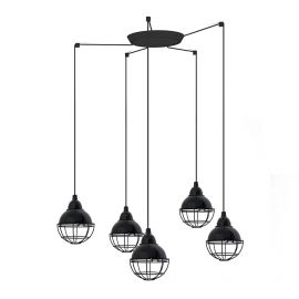 Pendule, Lustre suspendate - Lustra cu 5 Pendule design industrial Claire negru