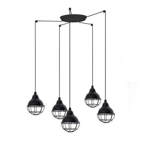 Pendule, Lustre suspendate - Lustra cu 5 Pendule design industrial Claire negru