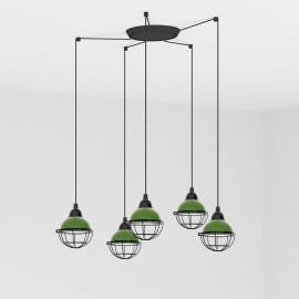 Pendule, Lustre suspendate - Lustra cu 5 Pendule design industrial Claire verde