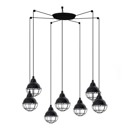 Pendule, Lustre suspendate - Lustra cu 7 Pendule design industrial Claire negru