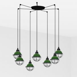 Pendule, Lustre suspendate - Lustra cu 7 Pendule design industrial Claire verde