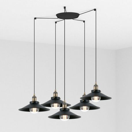 Pendule, Lustre suspendate - Lustra moderna cu 5 Pendule metalice stil industrial MARLIN