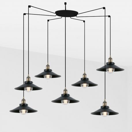 Pendule, Lustre suspendate - Lustra moderna cu 7 Pendule metalice stil industrial MARLIN