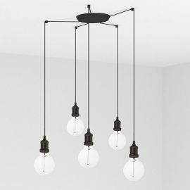 Pendule, Lustre suspendate - Lustra cu 5 Pendule design minimalist Art negru