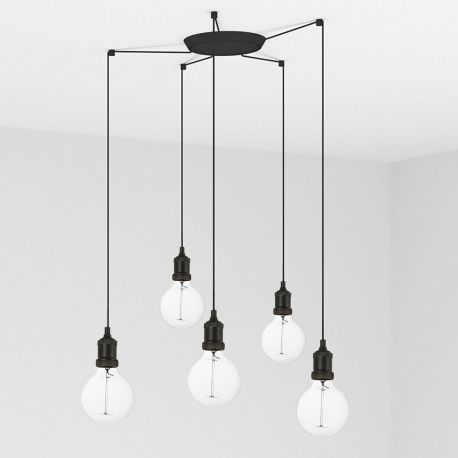 Pendule, Lustre suspendate - Lustra cu 5 Pendule design minimalist Art negru