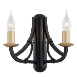 Aplice, corpuri de iluminat pentru pereti - Aplica de perete cu 2 brate design modern Lorenzo negru, auriu
