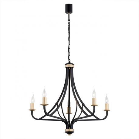 Candelabre, Lustre - Lustra cu 5 brate design modern Lorenzo negru, auriu