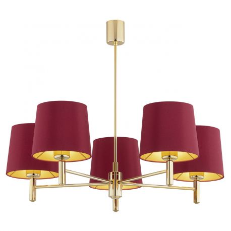 Candelabre, Lustre - Lustra cu 5 brate design modern Ponte plus rosu, alama