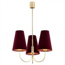 Candelabre, Lustre - Lustra cu 3 brate design modern Safiano visiniu, auriu