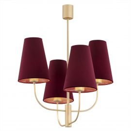 Candelabre, Lustre - Lustra cu 4 brate design modern Safiano visiniu, auriu