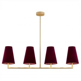 Candelabre, Lustre - Lustra cu 4 brate design modern Safiano visiniu, auriu
