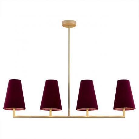 Candelabre, Lustre - Lustra cu 4 brate design modern Safiano visiniu, auriu