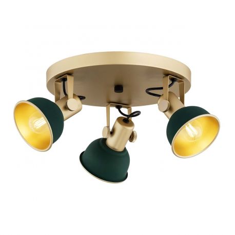 Plafoniere - Plafoniera cu 3 spoturi directionabile design modern Lenora auriu, verde