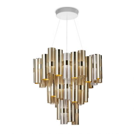 Corpuri de iluminat Lustre pentru casa scarii - Lustra LED moderna design Art Deco realizata manual LA LOLLO XL Gold