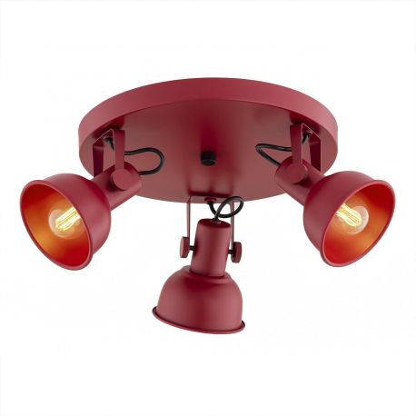 Plafoniere cu spoturi, Spoturi aplicate - Plafoniera cu 3 spoturi directionabile design modern Lenora rosu