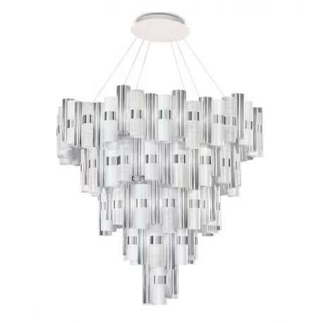 Corpuri de iluminat Lustre pentru casa scarii - Lustra LED Art Deco de dimensiuni mari, realizata manual LA LOLLO 5XL White