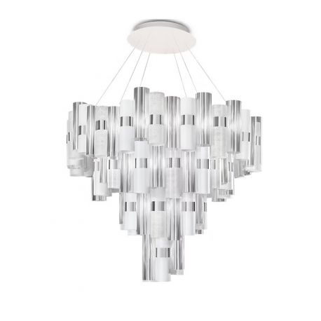 Corpuri de iluminat Lustre pentru casa scarii - Lustra LED Art Deco de dimensiuni mari, realizata manual LA LOLLO 4XL White