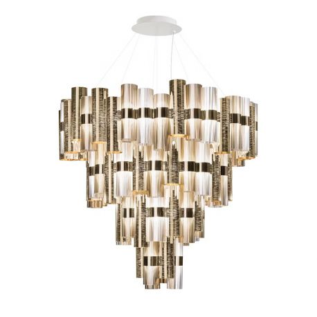Corpuri de iluminat Lustre pentru casa scarii - Lustra LED Art Deco de dimensiuni mari, realizata manual LA LOLLO 4XL Gold