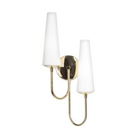 Aplice, corpuri de iluminat pentru pereti - Aplica de perete cu 2 spoturi design modern Magnum auriu