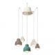 Pendule, Lustre suspendate - Lustra cu 5 pendule design italian realizat manual din ceramica BERIMBAU Mix