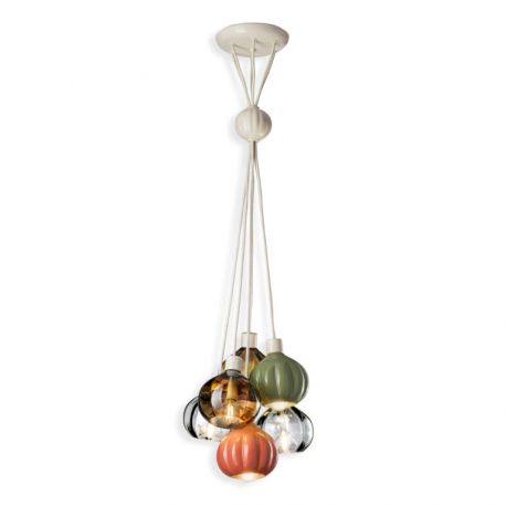 Pendule, Lustre suspendate - Lustra cu 6 pendule design italian realizat manual din ceramica si sticla AFOXÉ Mix