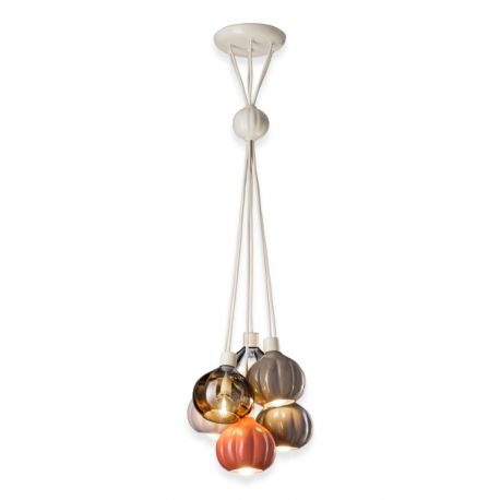 Pendule, Lustre suspendate - Lustra cu 6 pendule design italian realizat manual din ceramica si sticla AFOXÉ Mix