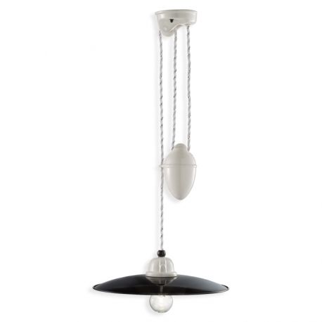 Pendule, Lustre suspendate - Lustra cu inaltime reglabila design retro realizata manual B&W