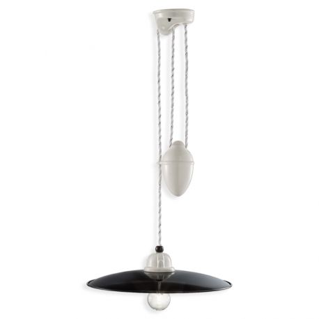 Pendule, Lustre suspendate - Lustra cu inaltime reglabila design retro realizata manual B&W
