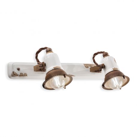 Aplice, corpuri de iluminat pentru pereti - Aplica cu 2 spoturi design retro realizata manual din ceramica LOFT