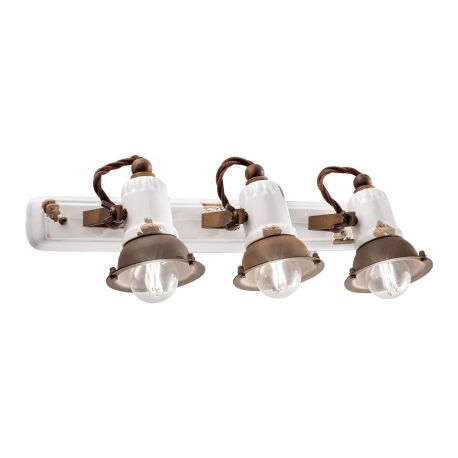 Aplice, corpuri de iluminat pentru pereti - Aplica cu 3 spoturi design retro realizata manual din ceramica LOFT