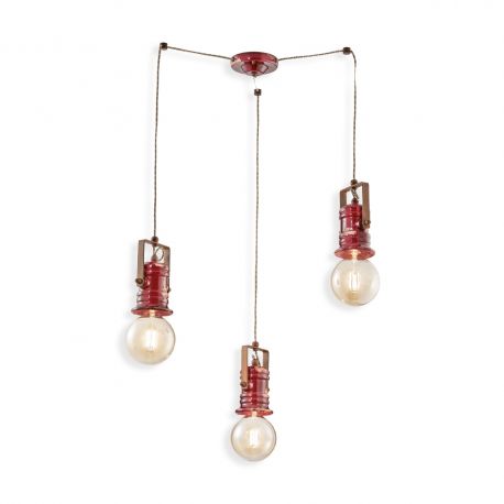 Pendule, Lustre suspendate - Lustra cu 3 pendule design retro realizata manual din ceramica URBAN