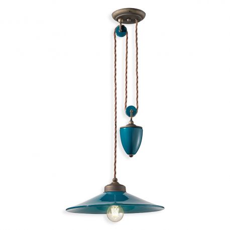 Pendule, Lustre suspendate - Lustra cu inaltime regalbila design retro realizata manual din ceramica COLORS