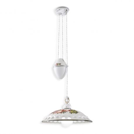 Pendule, Lustre suspendate - Lustra cu inaltime reglabila design clasic realizat manual din ceramica NAPOLI