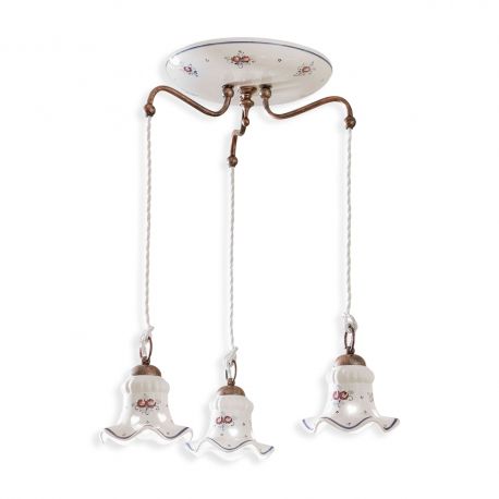 Pendule, Lustre suspendate - Lustra clasica cu 3 pendule realizata manual din ceramica CHIETI