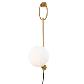 Corpuri de iluminat - Aplica de perete portabila, cu intrerupator pe cablu, design modern GINA, alama antichizata