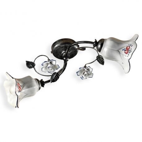 Lustre aplicate - Lustra aplicata cu flori ceramice in stilul clasic Florentin PISA 2L