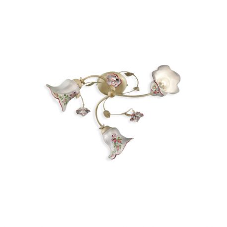 Lustre aplicate - Lustra aplicata cu flori ceramice in stilul clasic Florentin PISA 3L