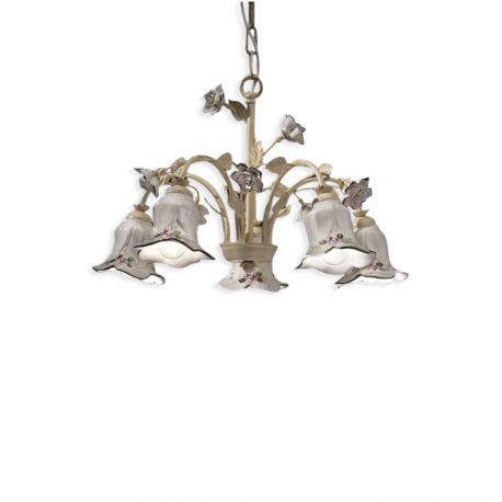 Candelabre, Lustre - Candelabru 5 brate cu flori ceramice in stilul clasic Florentin PISA