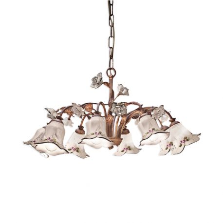 Candelabre, Lustre - Candelabru 8 brate cu flori ceramice in stilul clasic Florentin PISA