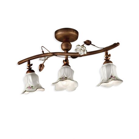 Lustre aplicate - Lustra aplicata cu flori ceramice in stilul clasic Florentin PISA 3L