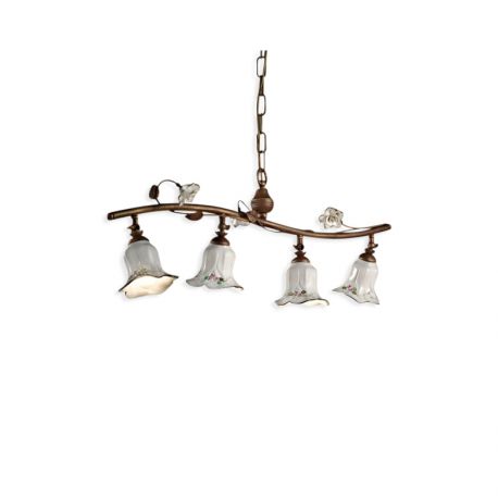 Pendule, Lustre suspendate - Lustra suspendata cu flori ceramice in stilul clasic Florentin PISA 4L