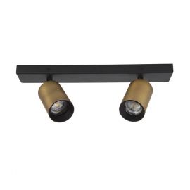 Plafoniere cu spoturi, Spoturi aplicate - Plafoniera 2L design modern Inus negru, auriu satin