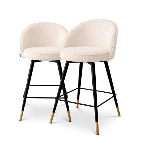 Scaune seturi pentru bar - Set de 2 scaune de bar pivotante, design LUX, Counter Stool Cooper crem