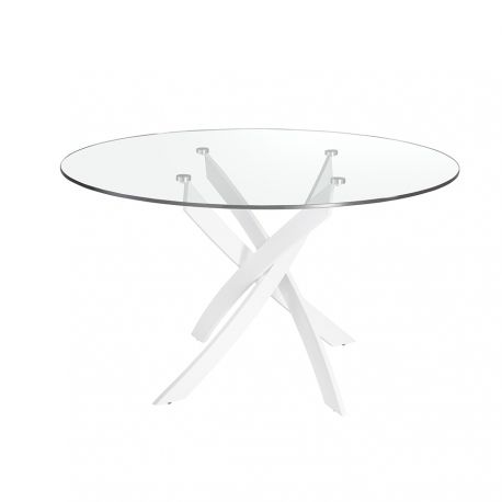 Mese dining - Masa rotunda design modern Veola alb, 110cm