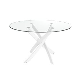 Mese dining - Masa rotunda design modern Veola alb, 140cm