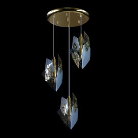 Pendule, Lustre suspendate - Lustra cu 3 pendule moderna design LUX realizata manual POLYGON