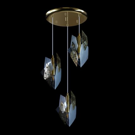 Pendule, Lustre suspendate - Lustra cu 3 pendule moderna design LUX realizata manual POLYGON