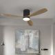 Lustre cu ventilator - Lustra LED cu Ventilator si telecomanda Siroco D-132cm negru/nuc