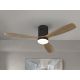Lustre cu ventilator - Lustra LED cu Ventilator si telecomanda Siroco D-132cm negru/nuc